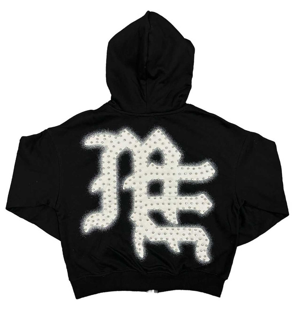 Mixed Emotions "End" Rhinestone Hoodie Black