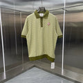 Casablanca Diamond Monogram Knit Polo Shirt - Olive Green