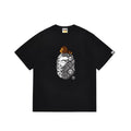 BAPE Style Snake Print & Baby Ape Head Short-Sleeve Tee - Black