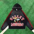 Vale Forever Vintage Sport Graphic Pullover Hoodie (Black / Red Stripes & Bee Applique)
